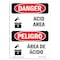 Signmission Safety Sign, OSHA Danger, 5" Height, Acid Area, Bilingual Spanish OS-DS-D-35-VS-1018 - alternate 1